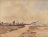 Robert Gwelo Goodman, Mining Landscape, watercolour on board