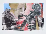 Sam Nhlengethwa, Dedicated to All Bass Players, 2009, colour lithograph on paper
