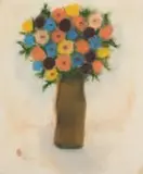 Flowers in a Vase by Pieter van der Westhuizen, chalk pastel on tissue paper, offered Mar 2026