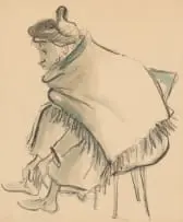 Iris Ampenberger, A Seated Woman, 1969, watercolour and charcoal on card