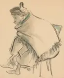 Iris Ampenberger, A Seated Woman, 1969, watercolour and charcoal on card