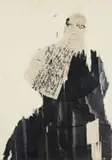 Gareth Nyandoro, Figure, mixed media on paper laid down on unstretched canvas