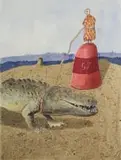 Colbert Mashile, Crocodile, watercolour on paper