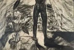 Leon Vermeulen, Arums and Figure, 1990, conte and chalk on paper
