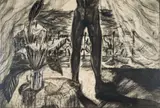 Leon Vermeulen, Arums and Figure, 1990, conte and chalk on paper