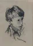 Pieter van der Westhuizen, Portrait of a Young Boy, 1976, charcoal on paper