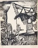 Peter Clarke, Derelict House, woodcut on paper