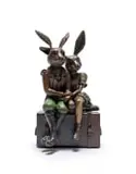 Carol Cauldwell, Valentines, painted and patinated bronze, on a painted steel base