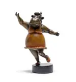 Carol Cauldwell, Dancing Hippo, painted bronze and wax