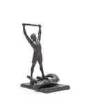 Guy Du Toit, Figure and Hare, 2010, bronze with a black patina