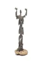 Zoltan Borbereki, War, metal, found objects and resin, mounted on a stone base