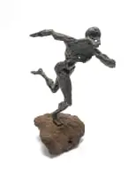 Stella Shawzin, Running Figure, bronze with a brown patina, on a stone base