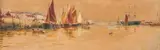 Thomas Bush Hardy, Boulogne Harbour, 1892, watercolour on card