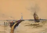 Thomas Bush Hardy, Outward Bound, watercolour on paper laid down on board