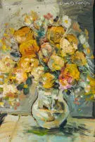 Christo Coetzee, Flowerpiece, oil on paper