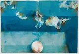 Louis van Heerden, Abstract Composition in Blue and Yellow, diptych, watercolour on paper