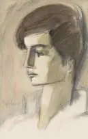 Carl Büchner, Profile of a Boy, charcoal and watercolour on paper