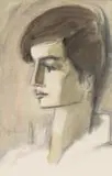 Carl Büchner, Profile of a Boy, charcoal and watercolour on paper