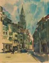Kees Verwey, Laupenstrasse, Bern, 1946, watercolour on paper
