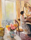 Mari Vermeulen-Breedt, Lady in her Boudoir, oil on board