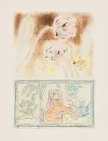 Andrew Verster, Irises with Oriental Figures, 1994, colour etching on paper