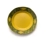Hylton Nel, Yellow plate with blue diamond motif, painted and glazed ceramic
