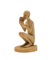 Julius Mfethe, Figure Drinking from a Vessel, carved wood