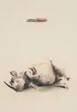 William Kentridge, Untitled (Rhino and Fish Scaler)
