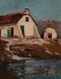 Robert Gwelo Goodman, Fisherman's Cottage, oil on board