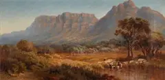 Charles Rolando, Landscape with Table Mountain and Devil's Peak, oil on canvas