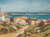 Piet van Heerden, West Coast Fishing Village, 1949, oil on board