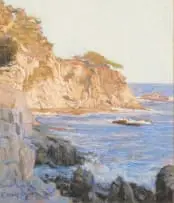 Roger Inman, Seascape with Rocks, 1981, chalk pastel on paper laid down on board