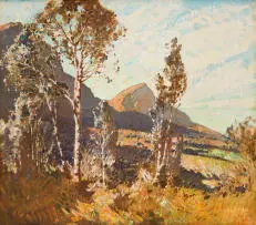 Cape Landscape with Devil's Peak in the Distance by Robert Gwelo Goodman, oil on canvas, sold Mar 2026
