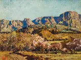 Robert Gwelo Goodman, Grassy Landscape with Mountain, 1931, oil on canvas laid down on board