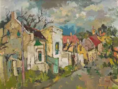 Gregoire Boonzaier, Cape Street Scene, 1955, oil on canvas