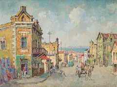 Gregoire Boonzaier, View of Table Bay, District Six, 1973, oil on canvas