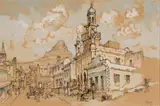 Gregoire Boonzaier, Mosque with Lion's Head in the Distance, 1965, watercolour on paper