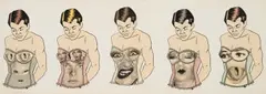 Steven Cohen, Five Heads, 1996, colour screenprint on canvas laid down on board