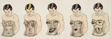 Steven Cohen, Five Heads, 1996, colour screenprint on canvas laid down on board