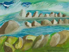 Gladys Mgudlandlu, Mossel Bay, 1961, watercolour and gouache on paper laid down on board