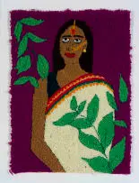 Talia Ramkilawan, Untitled I, 2018, ribbon and acrylic yarn on hessian