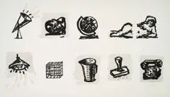 William Kentridge, Rebus Composite, 2015, linocut with hand colouring in indian ink