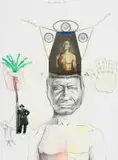 Breyten Breytenbach, Verskriklike Wonde Wat Blaf (Terrible Wounds That Bark), charcoal, collage and watercolour on paper