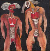 Cecil Skotnes, U Shaka, 1970, carved, painted and incised wood panel