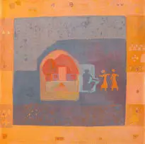 Paul Sekete, Untitled XX, mixed media on unstretched canvas