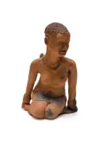 Noria Mabasa, Crouching Woman, 2011, unglazed ceramic and spraypaint