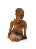 Noria Mabasa, Crouching Woman, 2011, unglazed ceramic and spraypaint