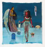 When You Pass through The Waters, I Will Be With You by Teresa Kutala Firmino, 2024, mixed media on canvas, sold Nov 2025