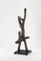 Guy Du Toit, Handstand Hare, 2025, bronze with a brown patina, on a steel base