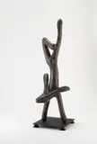 Guy Du Toit, Handstand Hare, 2025, bronze with a brown patina, on a steel base